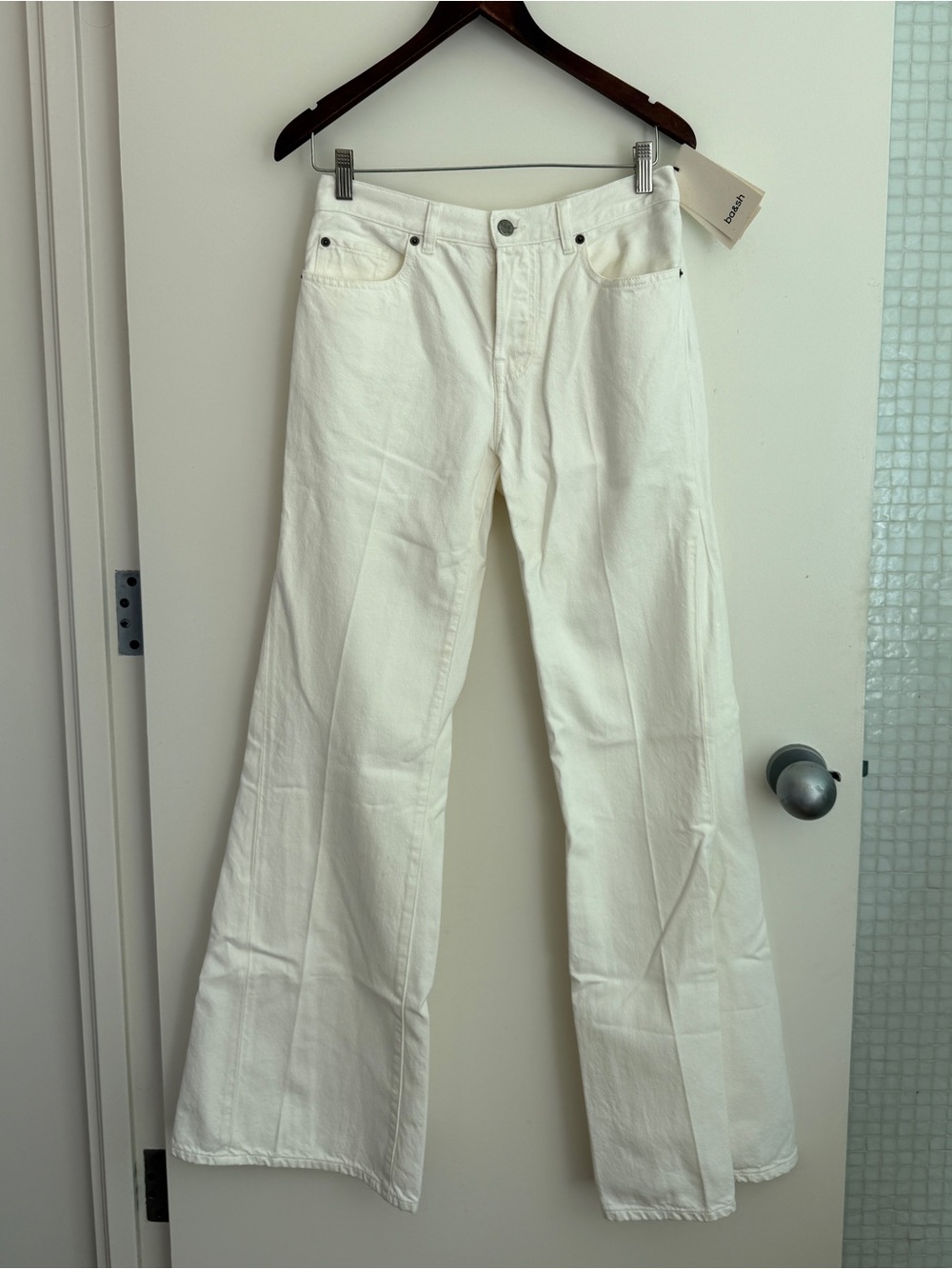 BA&SH Womens Off White organic cotton Wide-Leg Jeans